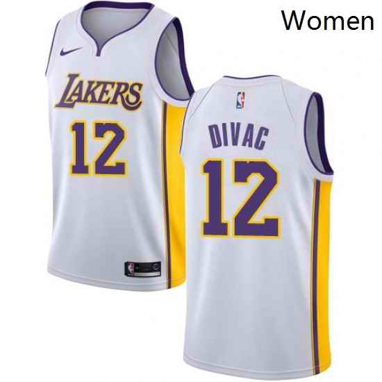 Womens Nike Los Angeles Lakers 12 Vlade Divac Authentic White NBA Jersey Association Edition